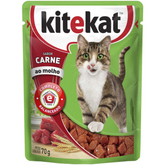 Ração Úmida Kitekat Sachê Sabor Carne Ao Molho Para Gatos Adultos 70gr